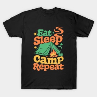 Eat Sleep Camp Repeat. Camping T-Shirt